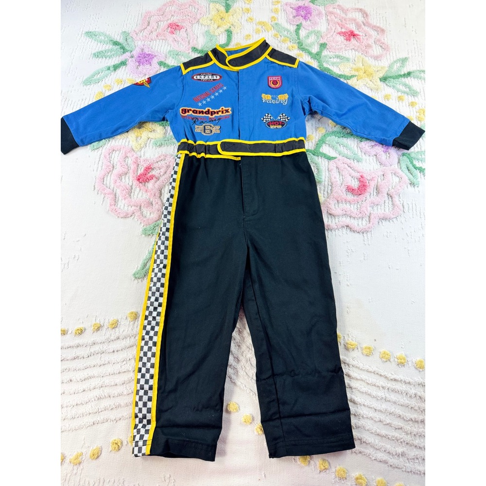 Sonoma Racing Driver Costume Jumpsuit Blue Black Checkered Boys Size 2T 3T
